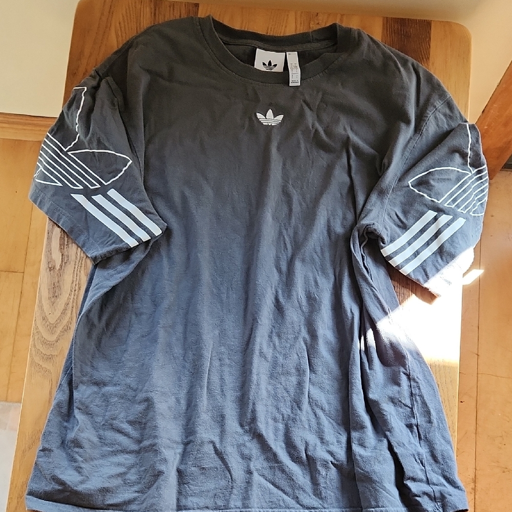 Adidas Charcoal Tee with White Accents